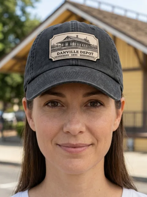 Digital visualization of Danville Depot, 1891 on a cap
