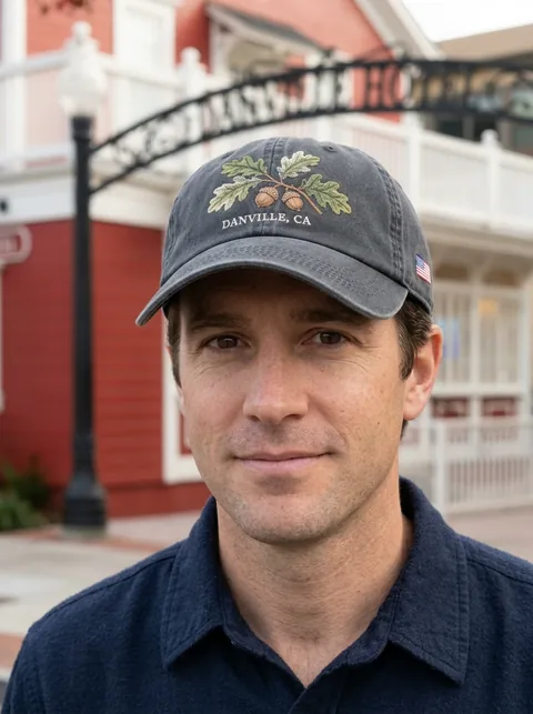 Digital visualization of Oak & flag on a cap