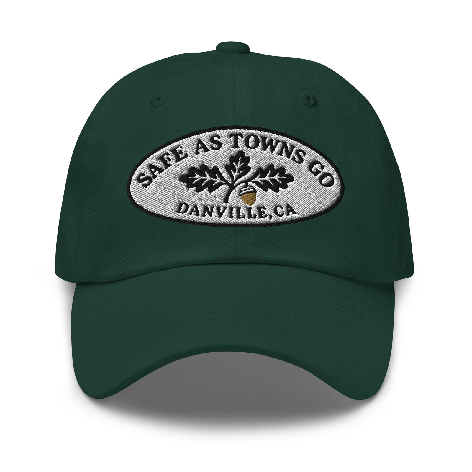 Safe as towns go cap in Spruce, front view