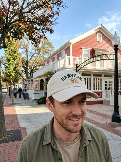 Digital visualization of Unhurried Since 1858 on a cap