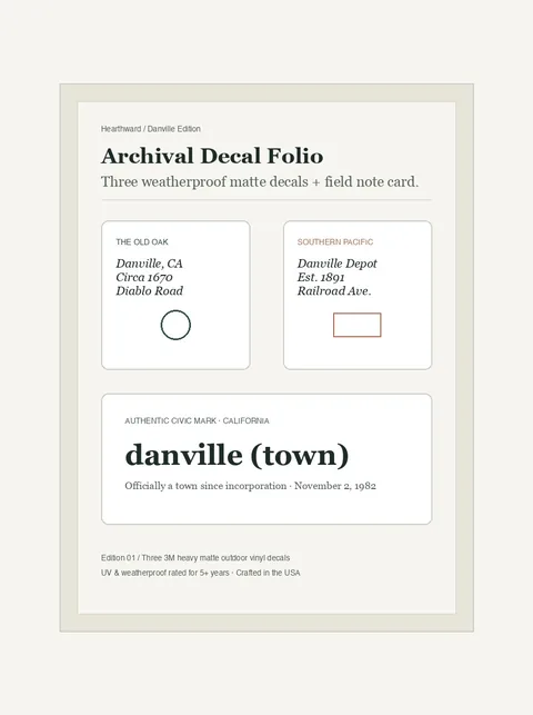 Digital visualization of Danville Archival Decal Folio on a decal folio