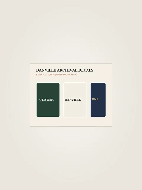 Studio product flat lay of Danville Archival Decal Folio on authentic supplier blank