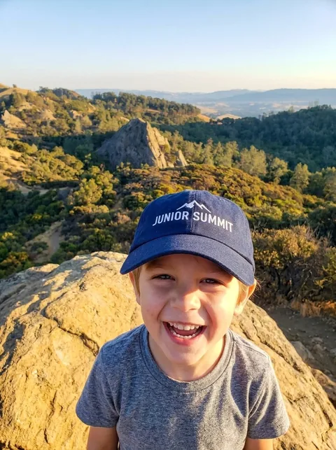Digital visualization of Junior Summit Climber Youth Cap on a youth cap