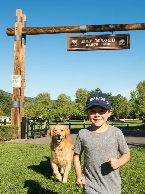 Digital visualization of Little Dogs of Hap Magee Youth Cap on a youth cap in a Danville setting