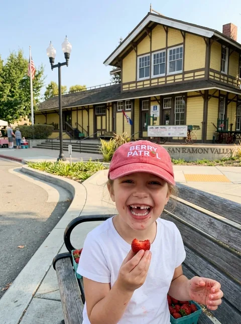 Digital visualization of Saturday Market Strawberry Patrol Youth Cap on a youth cap