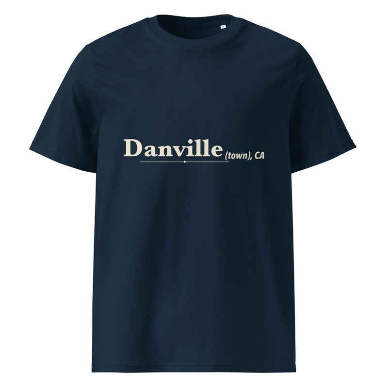 Danville (town), CA Organic tee in French Navy, saved supplier front view