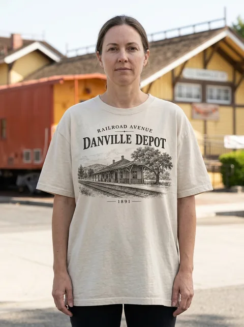 Digital visualization of Danville Depot, 1891 on a tee