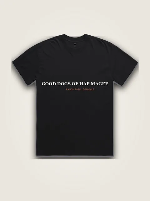Studio product flat lay of Good Dogs Walk Hap Magee on authentic supplier blank
