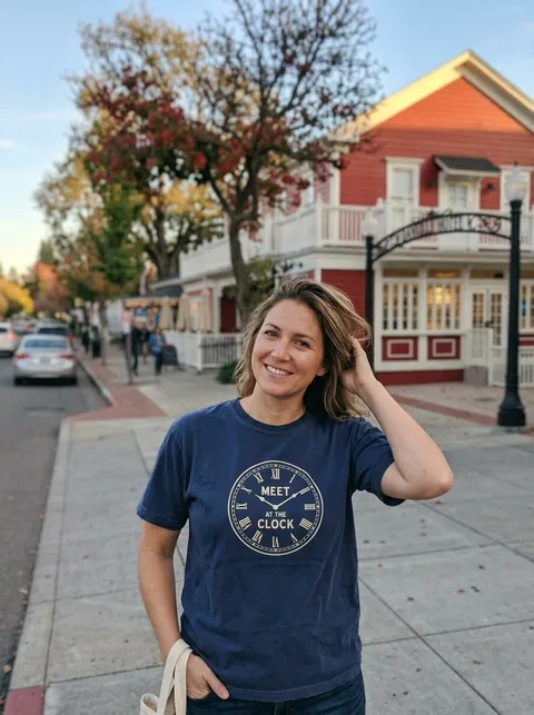 Digital visualization of Meet at the Clock / Hartz & Prospect on a tee