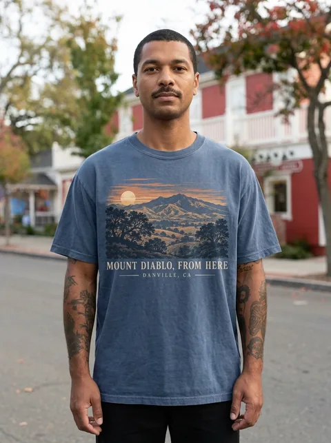 Digital visualization of Mount Diablo, from here on a tee in a Danville setting