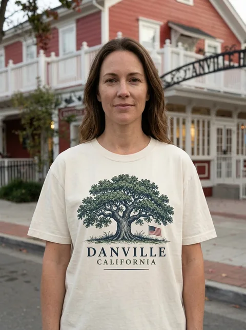 Digital visualization of Oak & flag on a tee