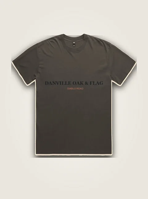 Studio product flat lay of Oak & flag on authentic supplier blank