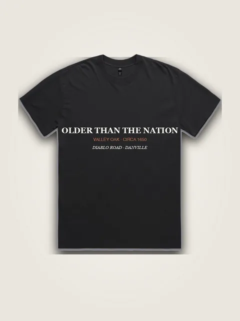 Studio product flat lay of Older Than the Nation (Circa 1670) on authentic supplier blank