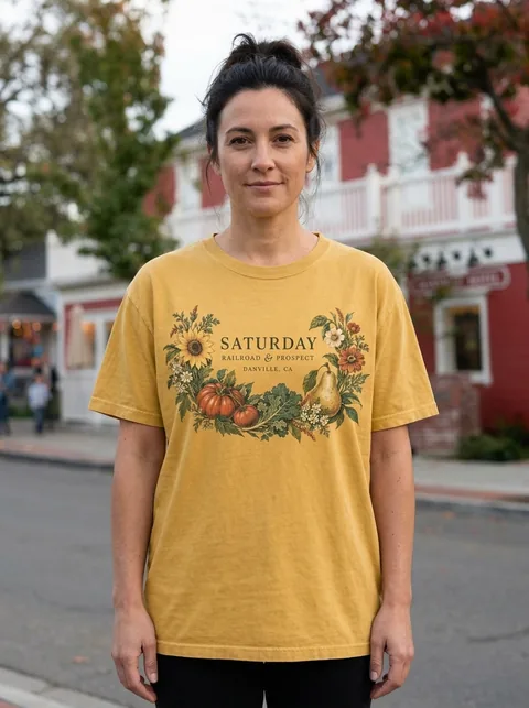 Digital visualization of Saturday at Railroad & Prospect on a tee