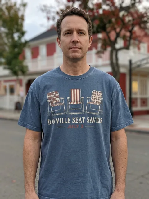 Digital visualization of Danville Seat Savers on a tee