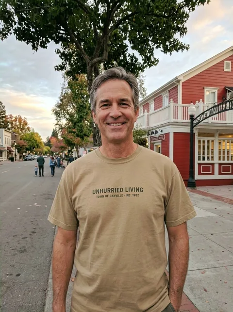 Digital visualization of Town of Danville (Unhurried Since 1858) on a tee