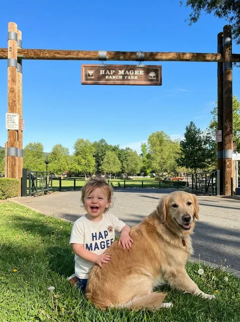 Digital visualization of Little Dogs of Hap Magee Toddler Tee on a toddler tee in a Danville setting