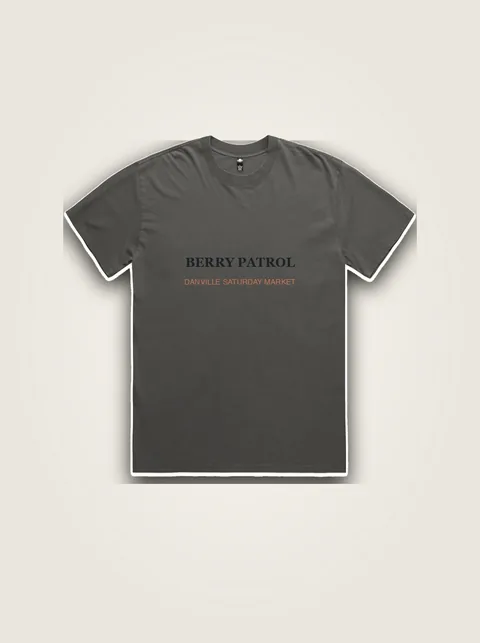 Studio product flat lay of Saturday Market Strawberry Patrol Toddler Tee on authentic supplier blank