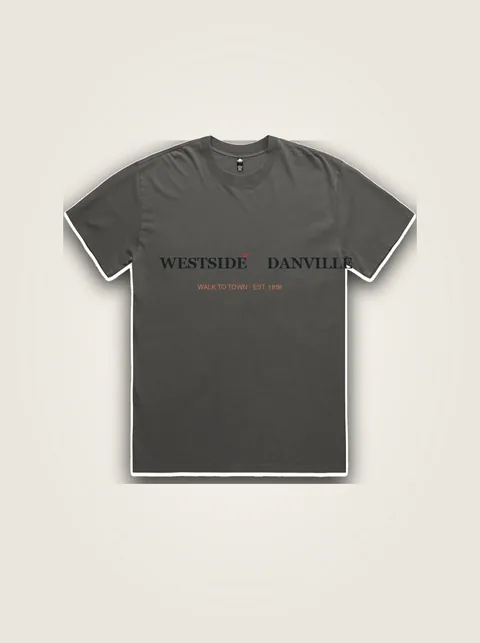 Studio product flat lay of Westside ❤️ Danville Toddler Tee on authentic supplier blank