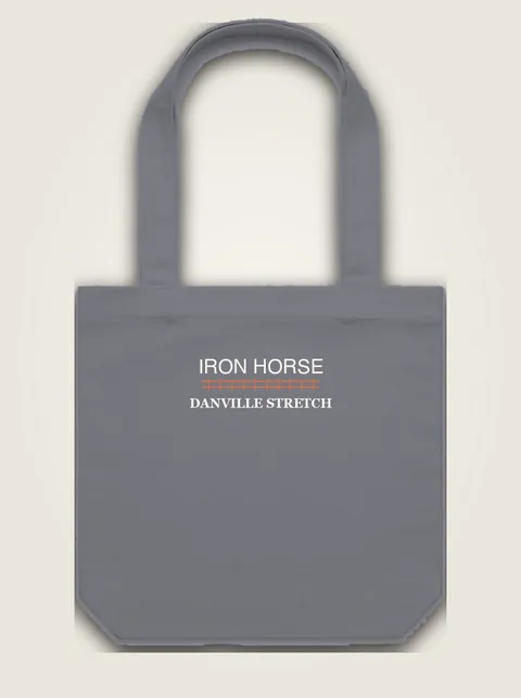 Studio product flat lay of Iron Horse, Danville stretch on authentic supplier blank