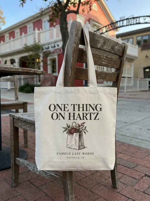 Digital visualization of One Thing on Hartz on a tote