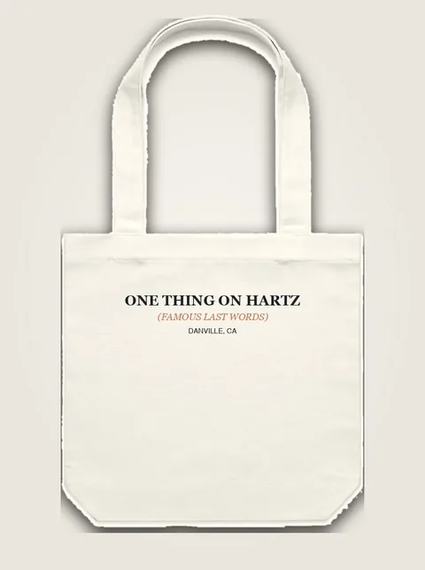 Studio product flat lay of One Thing on Hartz on authentic supplier blank