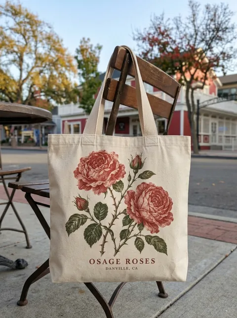 Digital visualization of Osage Roses on a tote