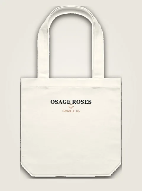 Studio product flat lay of Osage Roses on authentic supplier blank