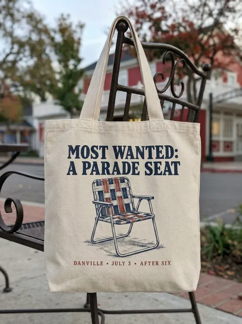 Digital visualization of Most Wanted: a Parade Seat on a tote