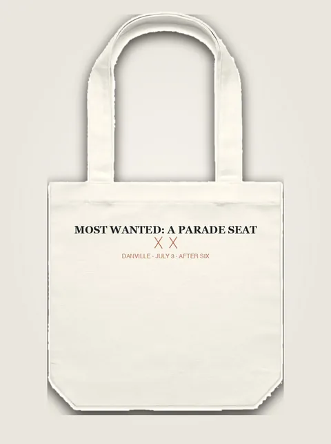 Studio product flat lay of Most Wanted: a Parade Seat on authentic supplier blank